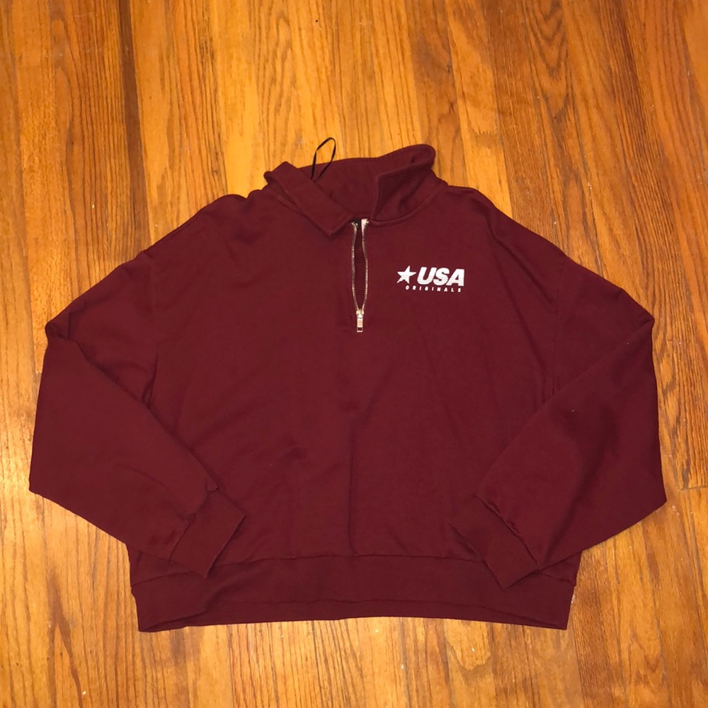 red sweatshirt